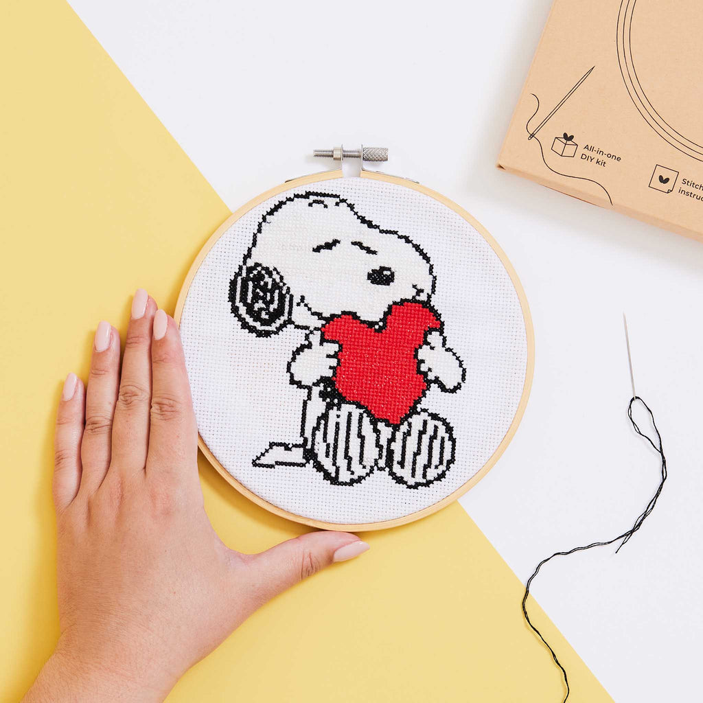 Peanuts: Snoopy Heart Cross Stitch Kit | Stitch & Story peanuts-snoopy-heart-cross-stitch-kit-stitch-story