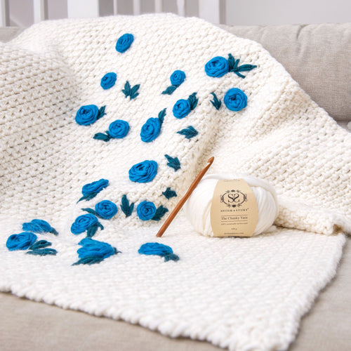 Embroidered Crochet Blanket Downloadable Pattern