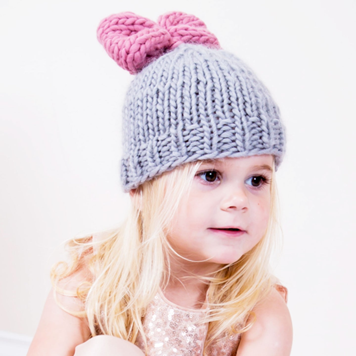 Mini Bow Pom Hat Knitting Kit