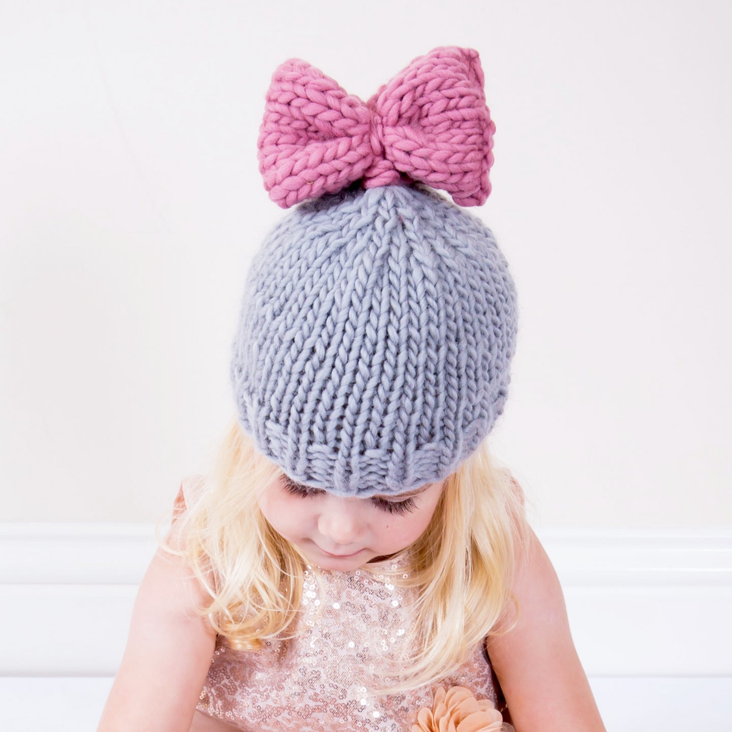 Mini Bow Pom Hat Knitting Kit