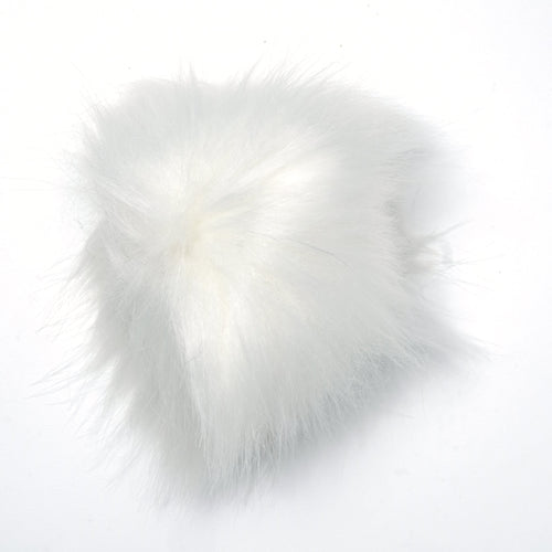 Pack of 10 - White Faux Fur Pom-pom