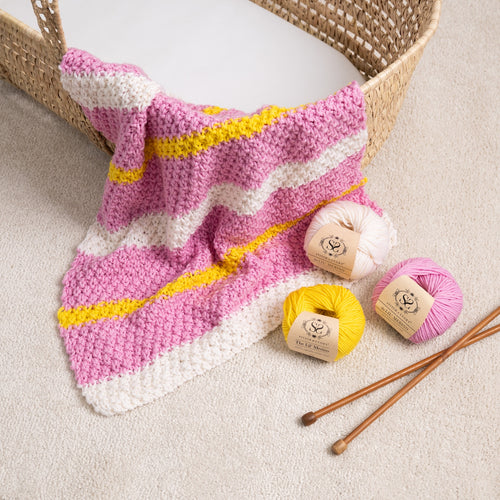 Hooded Stripy Baby Blankie Knitting Kit