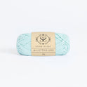Front on photo of the Stitch & story's Cotton one yarn in 25g ball, in Pale Blue