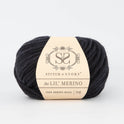 Front on shot of Stitch & story's 100% merino wool Lil' Merino's Comic Black.