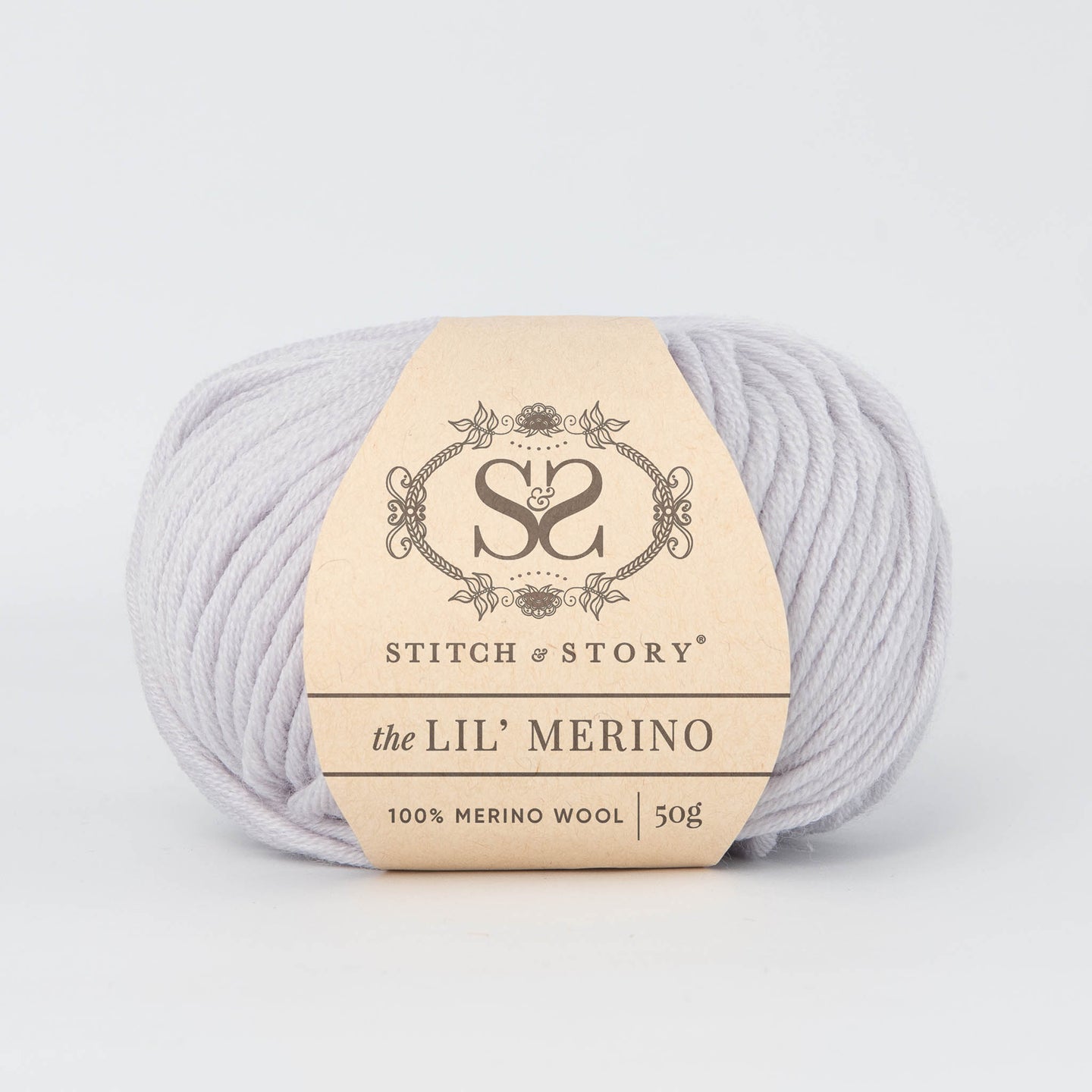 Front on shot of Stitch & story's 100% merino wool Lil' Merino's dove Grey.