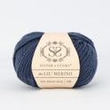 Front on shot of Stitch & story's 100% merino wool Lil' Merino's Graphite Blue