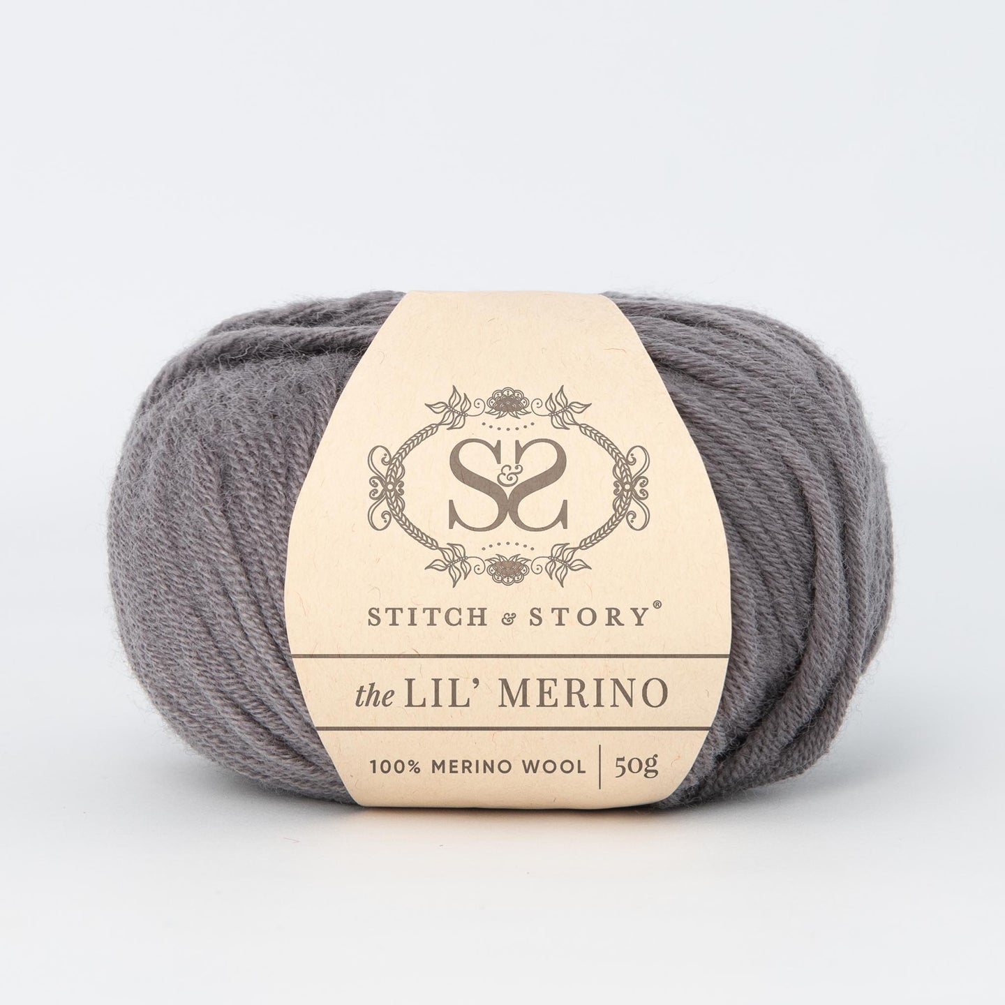 Front on shot of Stitch & story's 100% merino wool Lil' Merino's Pebble Grey
