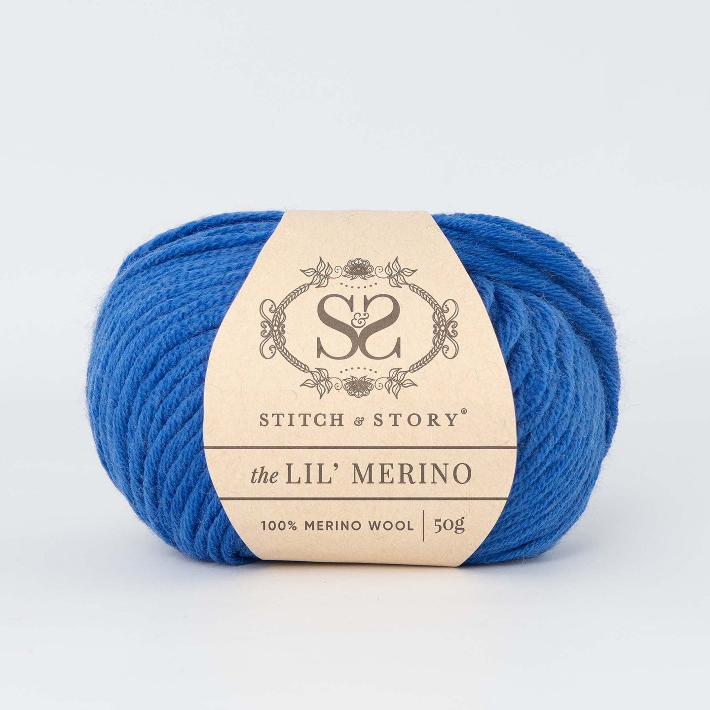 Front on shot of Stitch & story's 100% merino wool Lil' Merino's Royal Blue