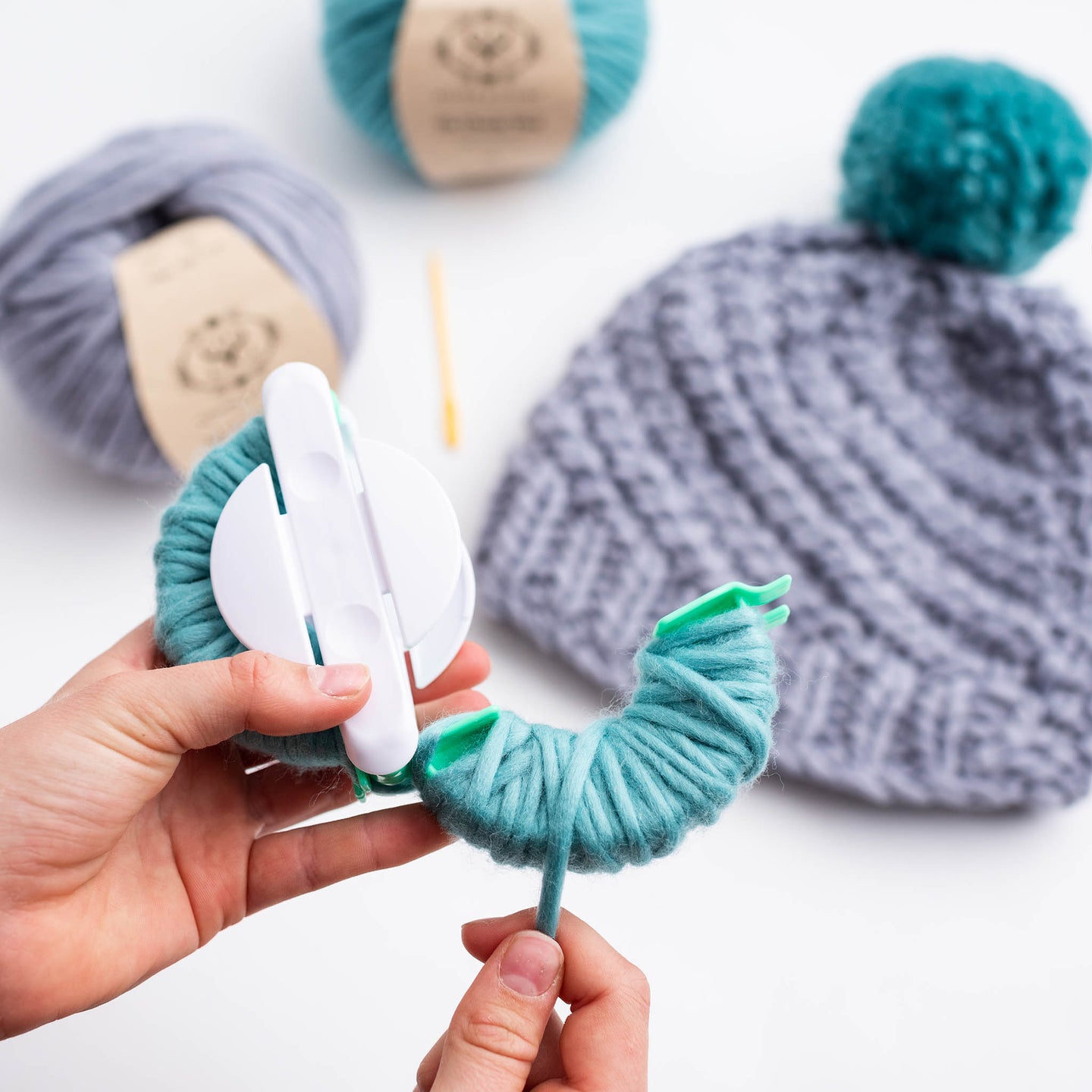 Luca Pom Hat Beginner Chunky Knitting Kit Stitch & Story