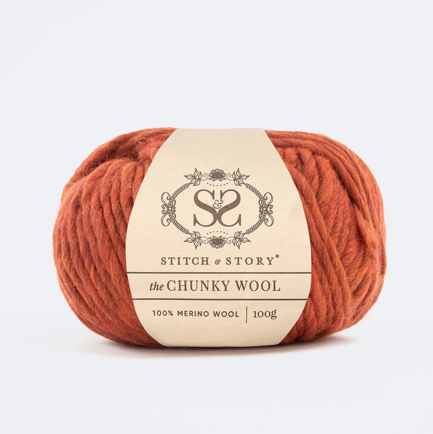 Stitch & Story 100% Merino Wool The Chunky Wool in Tweed Orange
