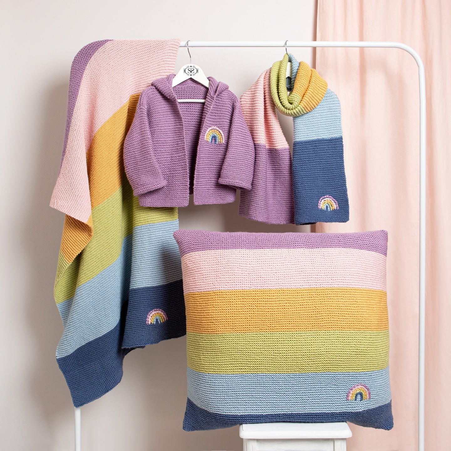 Rainbow Striped Floor Cushion Knitting Kit