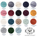 A Stitch & Story branded header chart, showing all available 18 colours in our 100g Chunky Wool in 100% Merino wool.