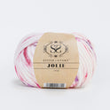 A photo showing a ball of stitch & story 100% roving acrylic super chunky yarn Jolie Yarn in 100g balls, in Summer Fruits