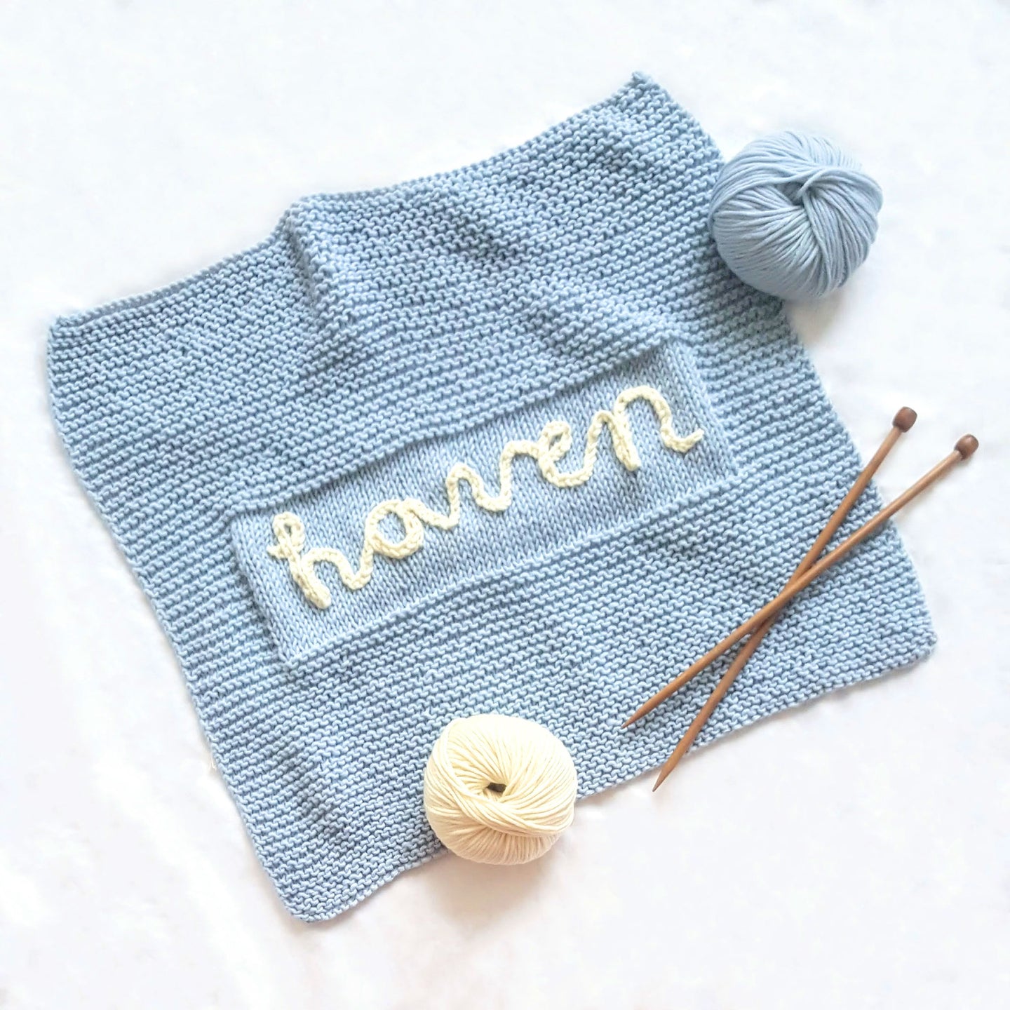 Knit baby blanket with name pattern hot sale