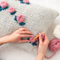 Embroidered Knitted Rectangular Cushion Downloadable Pattern