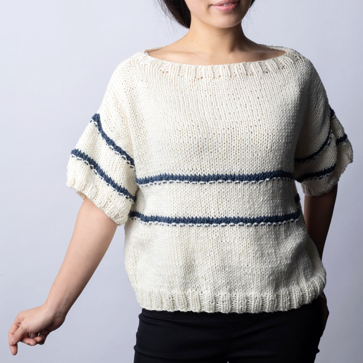 Striped Boat Neck Top Knitting Kit