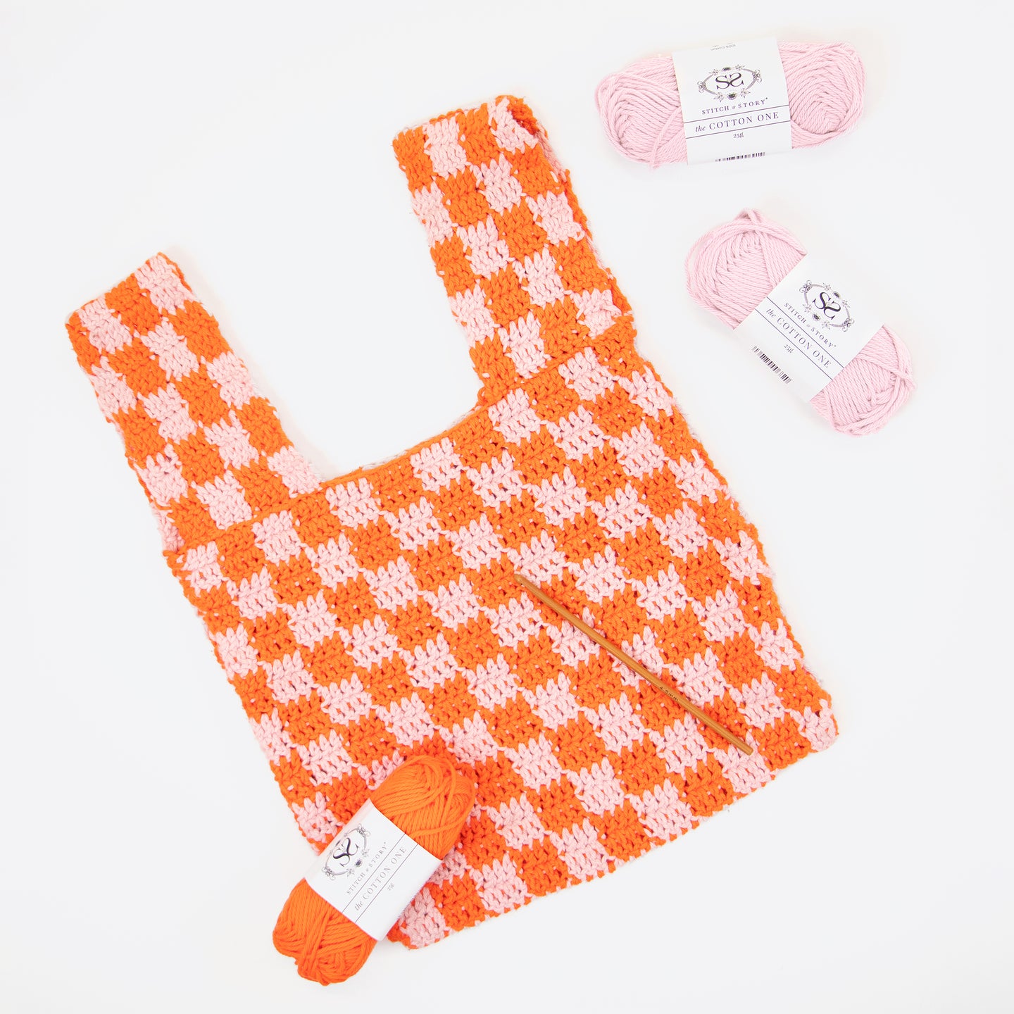 Clovelly Checkered Shopping Bag Crochet Kit