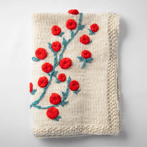 Embroidered Knitted Blanket Downloadable Pattern