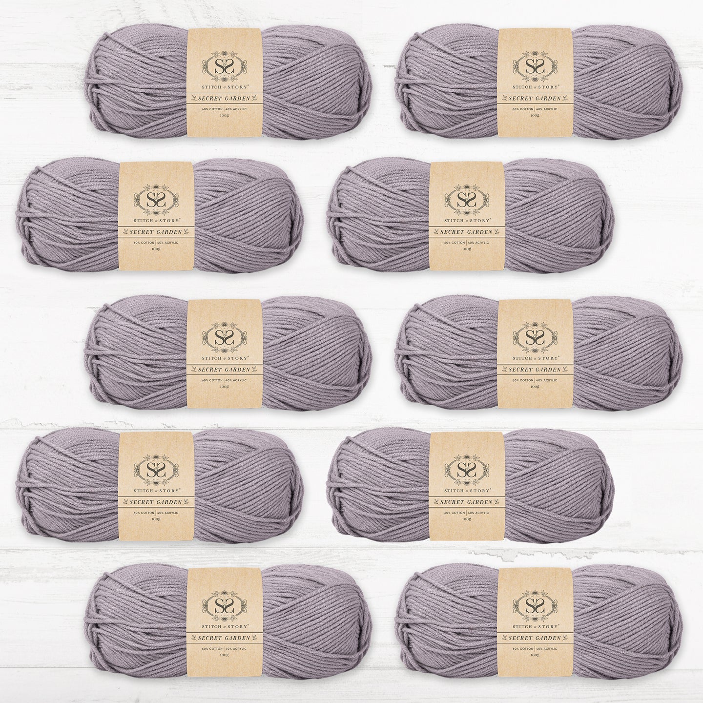 Pack of 10 Secret Garden Yarn DK 100g balls