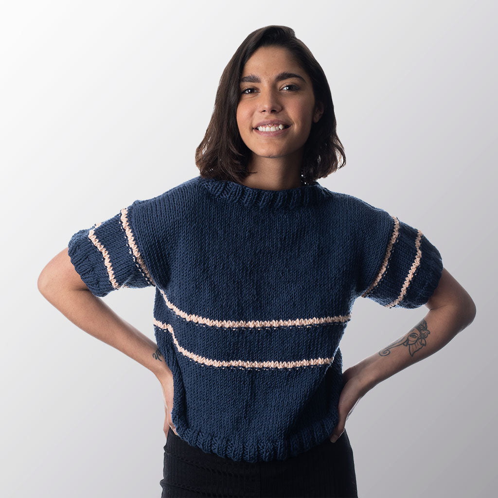 Striped Boat Neck Top Knitting Kit